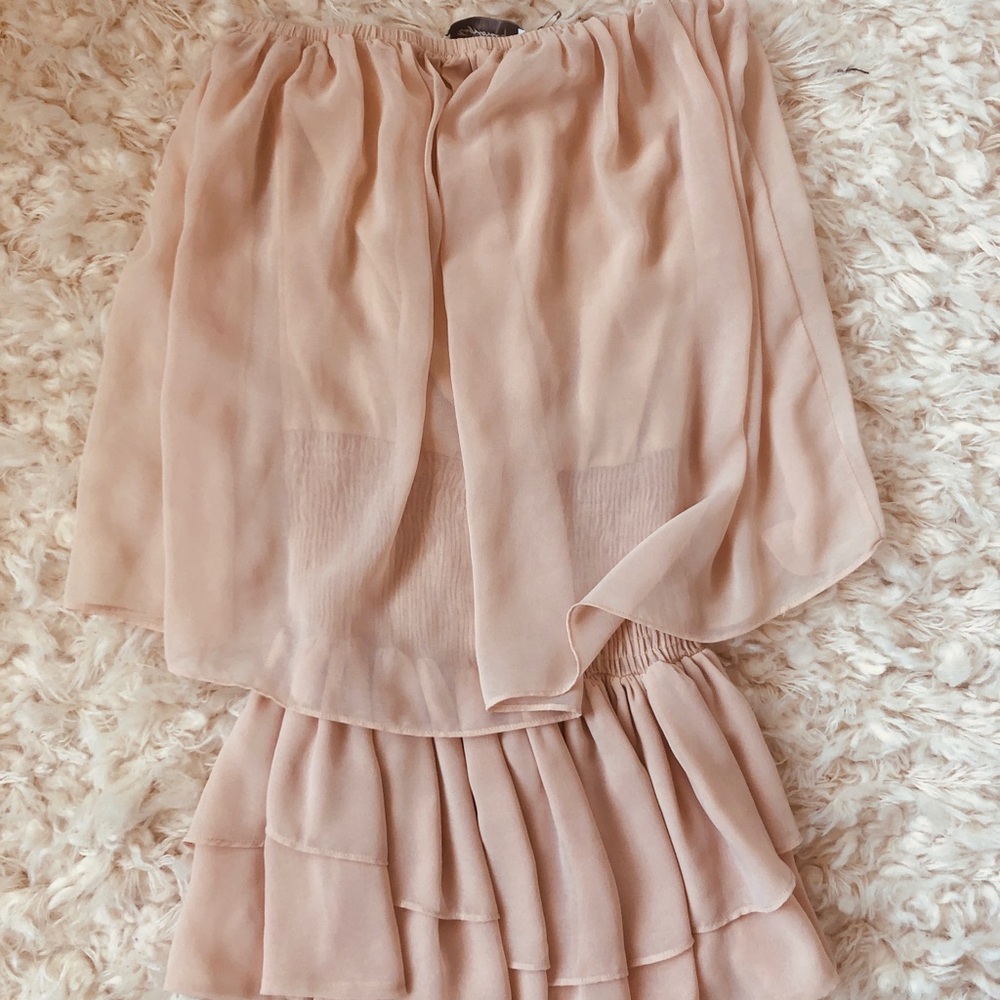 Strapless nude dress